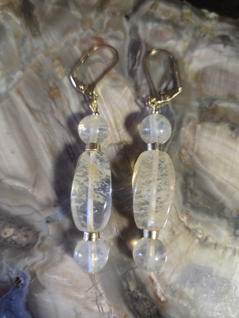 Gold Rutilated Quartz Earrings